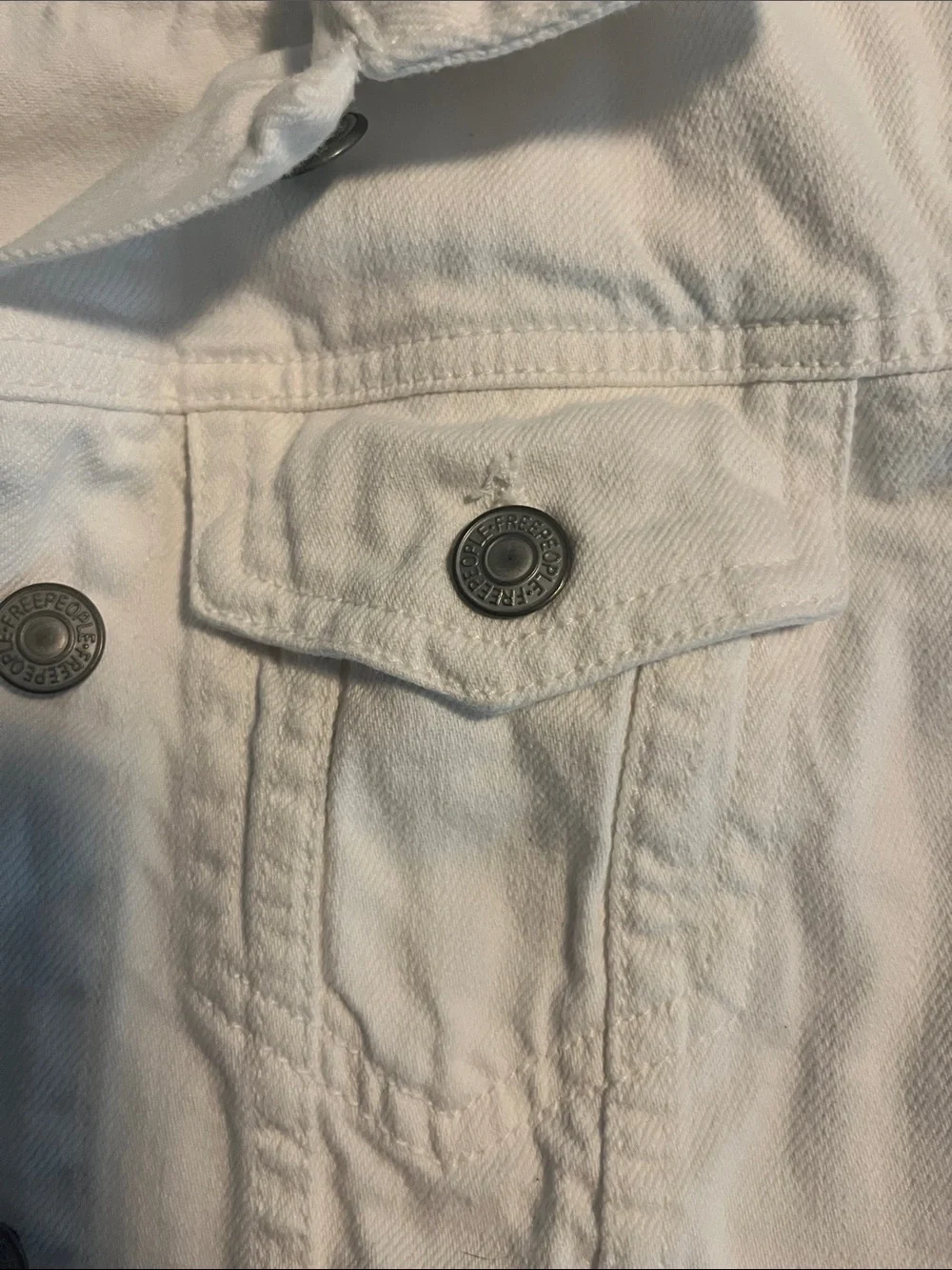Free People White Denim Trucker Jacket - Picture 3 of 6